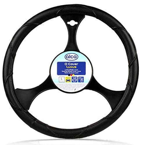 Image of Large Steering Wheel Cover XL Size 41-43cm Truck Van Motorhome Black Leather Look A590200