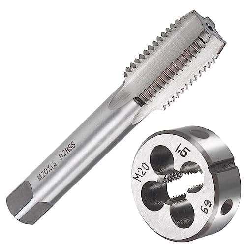 Image of Saipor M20 X 1.5 Metric Tap and Die Set M20 X 1.5mm HSS Straight Fluted Machine Thread Right Hand Screw Tap and Round Threading Die