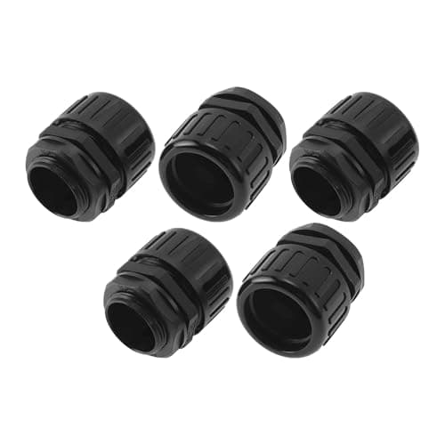 Image of A ABSOPRO 28mm / PG21 Cable Glands 28.5mm / 1.12" Waterproof Bellows Straight Connector PA6 Nylon Black 5 Pcs