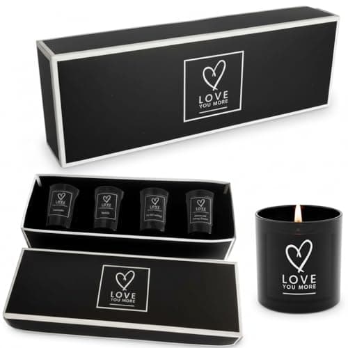 Image of Valentine's Day Candle Gift Set – 4 Scented Votive Candles for Home –– Luxury Velvet-Lined Gift Box – Gift for Her (Love You More - Black)