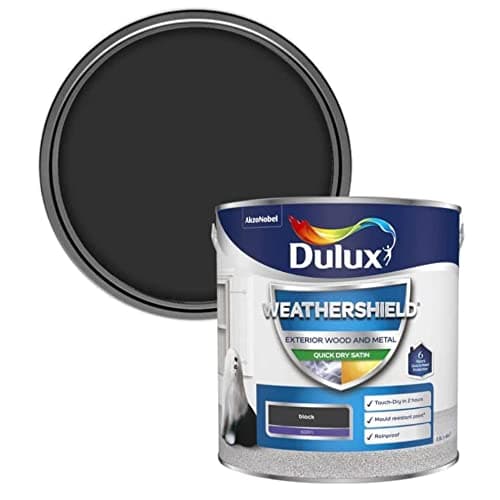 Image of Dulux Weather Shield Quick Dry Satin Paint, 750 ml - Black