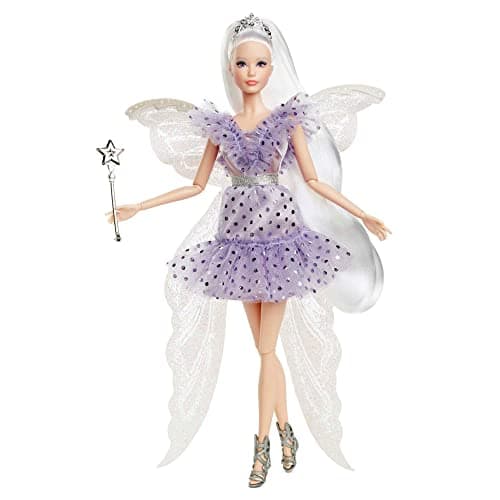 Image of Barbie Signature Tooth Fairy Doll, Collectible Barbie Doll with Fairy Wings, Wand & Coin Bag, Gift for 6 Year Olds & Up, HBY16