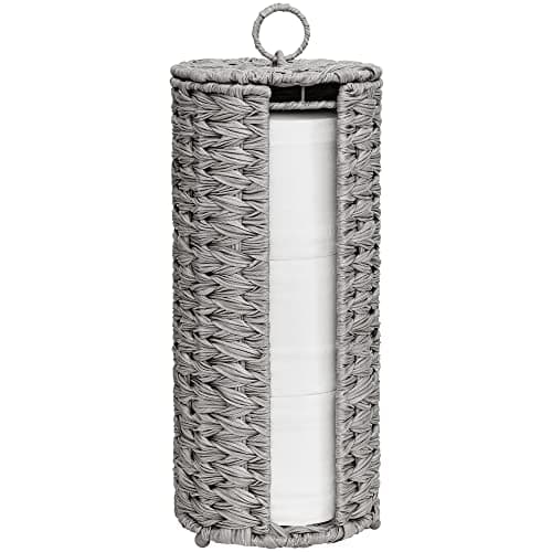 Image of GRANNY SAYS Toilet Roll Holder, Pack of 1 Free Standing Toilet Roll Holder, Waterproof Toilet Paper Storage Organizer for Bathroom, Decorative Wicker Holder Cabinet for Toilet Paper Storage, Grey