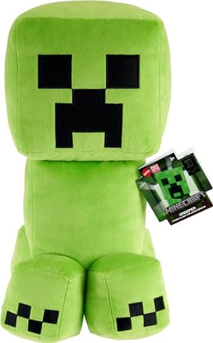 Image of Mattel Minecraft Creeper Jumbo Plush Figure, Large 16-inch Soft Doll with Pixelated Design Inspired by the Video Game, HWD75