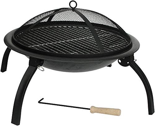 Image of HH Home Hut Fire Pit Folding Portable heater for Outdoors,Ideal for Garden BBQ and Camping Stove Firepit, Outdoor Log Burner Garden Heaters & Fire Pits With Cover Carry bag, Poker, Grate And Grill