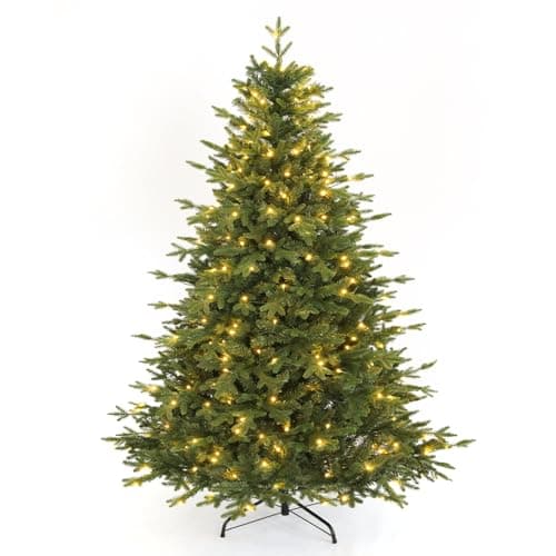 Image of Himimi Pre-lit Christmas Tree 6ft, PE Tips Artificial Xmas Tree with Warm White LED Lights, Bushy 1200 Green Spruce Branch Tips, Realistic Full Christmas Tree for Home Office Holiday Winter Decor