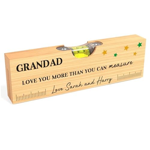 Image of Beecreative Personalised Grandad Fathers Day Gift - Custom Wooden Spirit Level With Bottle Opener Gift - Love You More Than You Can Measure Grandad Present