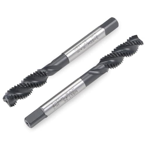 Image of LEPEVNEY M8 x 1.25 Thread Tap Drill Bits M8 Machine Taps, Spiral Flute Thread Tap, Metric Machine Threading Tap HSS Nitriding Coated H2 Tolerance, 2PCS
