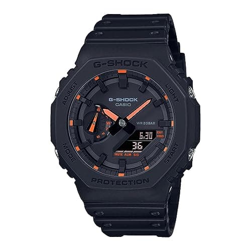 Image of Casio G-Shock Men's Analog-Digital Quartz Watch with Resin Case, Carbon Core, Stop Watch, World Time, Alarm, Day-Date Calendar, Water 20 Bar, Black, 45 mm