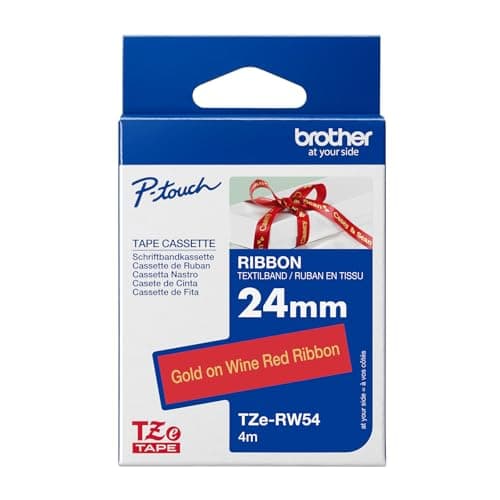 Image of Original Brother Textiles Label Tape TZe-RW54 Gold on Wine red, 24 mm Wide, 4 m Long (for Brother P-Touch H200, H100LB/R, H105, E100/VP, D200/BW/VP, D210/VP, Cube, Cube Plus)