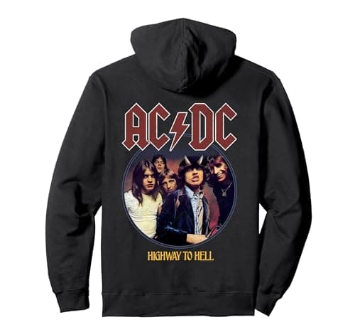 Image of Official AC/DC Highway To Hell Rock Music Band Album Logo Pullover Hoodie, Adult Unisex, Black, X-Large
