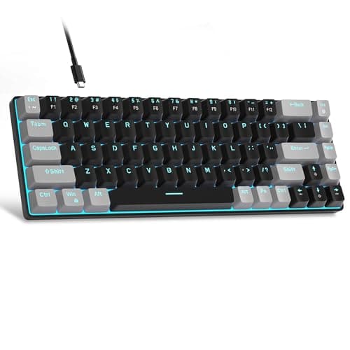 Image of MageGee Portable 60% Mechanical Gaming Keyboard, LED Blue Backlit Compact 68 Keys Mini Wired Office Keyboard with Red Switch for Windows Laptop PC Mac - Black/Grey