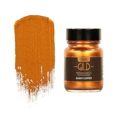 Image of Guild Lane Super GILD Burnt Copper Acrylic Paint 30ml Metallic Enamel Copper Leaf Effect Gilding Paint for Wood Metal Glass Ceramics Furniture Craft, Water-Based, Non-Tarnish