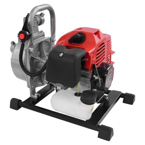 Image of Petrol Trash Water Pump 1 inch Gasoline Water Pump 1250W 1.7HP Clean Dirty Water Pump, Portable Dirty Water Garden Pump with 2 m Inlet Pipe, 10m³/h, 8500RPM, 43CC, Air-Cooled, 2-Stroke