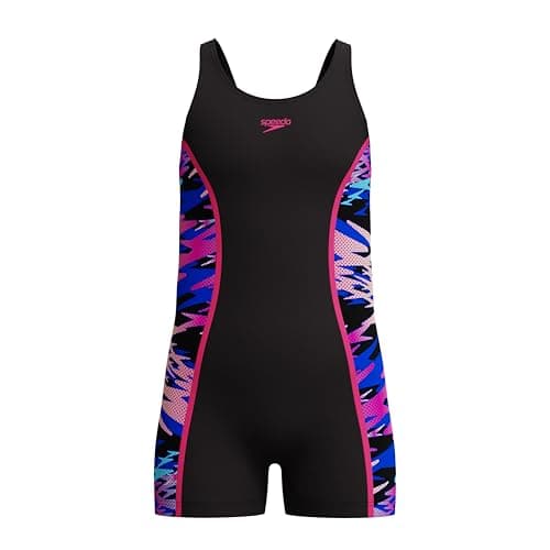 Image of Speedo Girl's Hyperboom Splice Muscleback Swim Legsuit, Black, 10