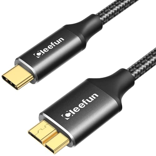 Image of CLEEFUN 2m USB C Hard Drive Cable,USB C to USB 3.1 Micro B 10Gbps USB Type C to Portable External Hard Drive Lead for Seagate,Lacie,WD,Toshiba,Westgate,Macbook pro,Samsung M3, Galaxy S5 S20,Camera