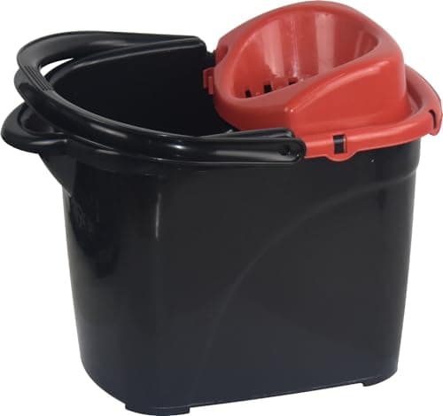 Image of Large 15L Plastic Mop Bucket with Wheels for large Kitchens and Floors (Red)