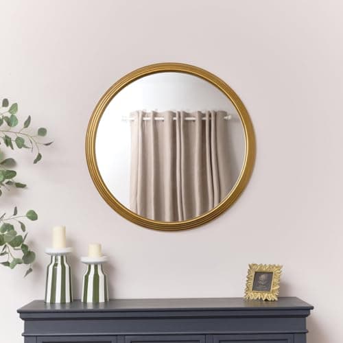 Image of Melody Maison Large Gold Round Stepped Wall Mirror - 80cm x 80cm