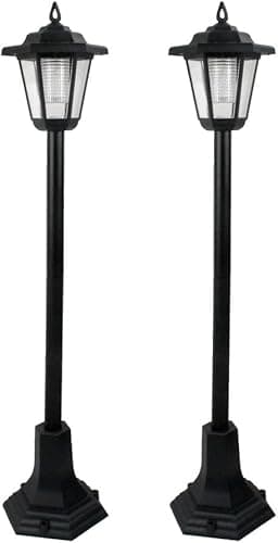 Image of Daniel James LED Solar Lamp Post Lights - 83cm Solar Powered Outdoor LED Lantern for Patio, Pathway, Walkway & Garden - Waterproof, Eco-Friendly & Easy to Install - 83cm, Black