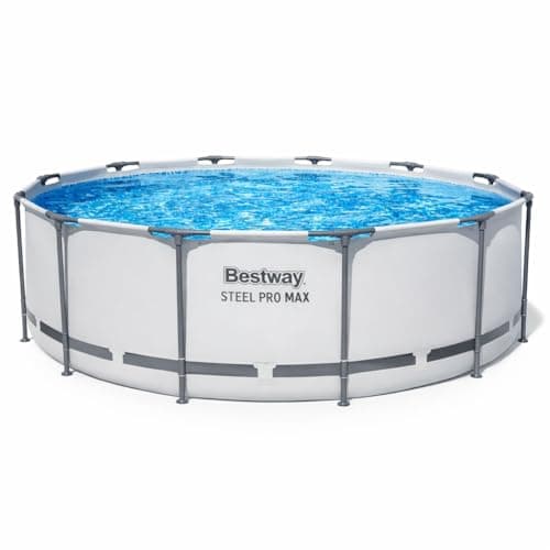 Image of Bestway BW56418GB-21 Steel Pro Max Round Frame Swimming Pool with Filter Pump, Grey, 12 ft X 39.5