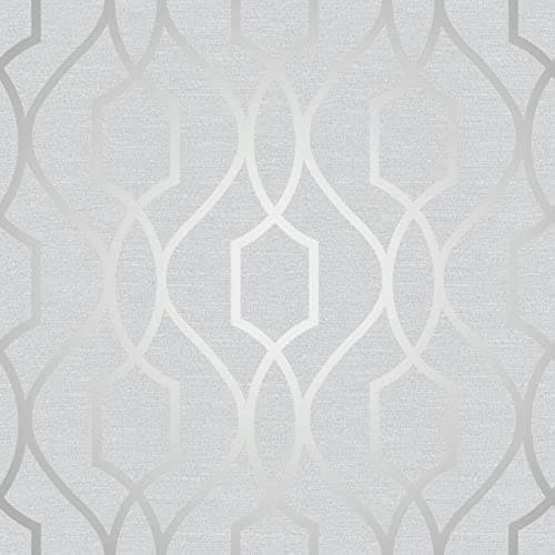 Image of Fine Decor FD41995 UK Apex Trellis Sidewall Wallpaper, Stone/Silver,Roll (10.05 x 0.52m approx.)