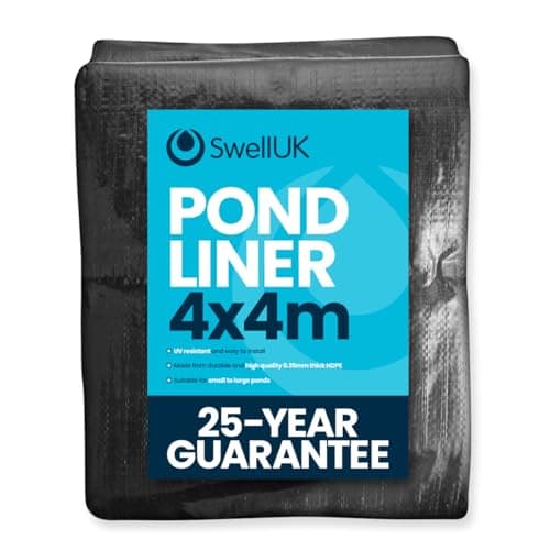 Image of Swell UK 4m x 4m Pond Liner | 25 Year Guarantee | HDPE | UV Resistant | Garden Fish Ponds