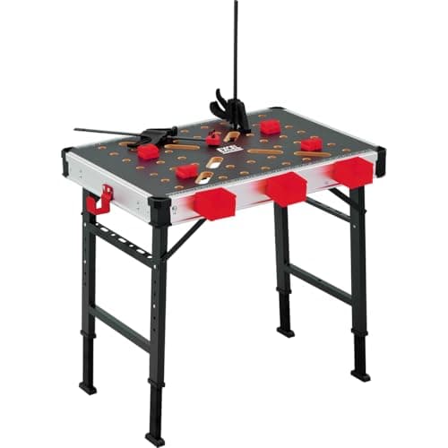 Image of Excel Folding Workbench, 450KG Heavy Duty Work Table with 2 Quick Clamps, 4 Clamp Dogs, 3 Storage Boxes & Measurement, Portable Work Bench for Garage Workshop Engineering Repairing