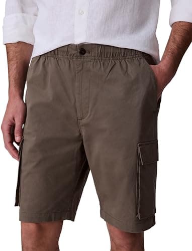 Image of Calvin Klein Men’s Cotton Pull-on Knee Length Cargo Shorts, Brown (Bungee Cord), L