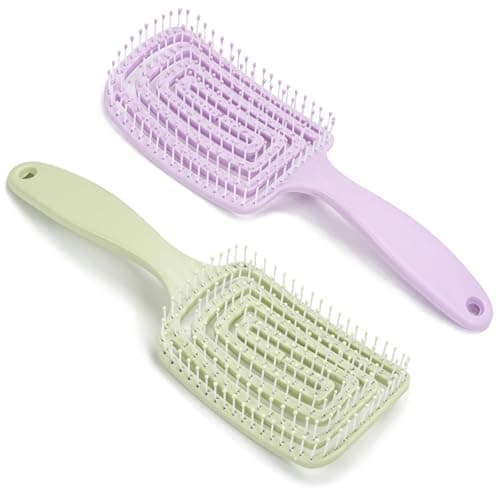 Image of Yikki 2Pack Detangle Hair Brush for Wet & Dry Hair – Curved Vent Hair Brush Detangler for Women, Men – Easy Detangling for Curly, Straight & Thick Hair, No Pull Massage