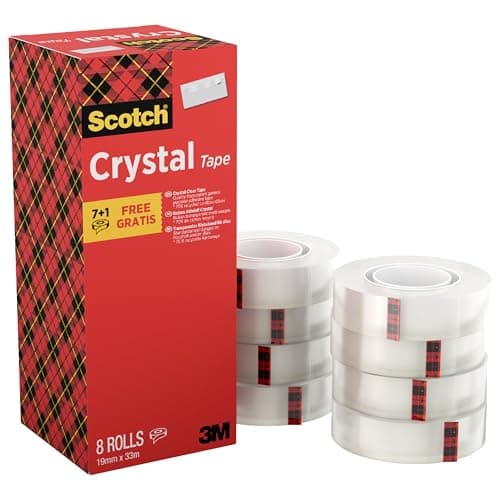 Image of Scotch Crystal Clear Tape, Value Pack - 8 Rolls, 19 mm x 33 m - Provides a Strong and Permanent Bond