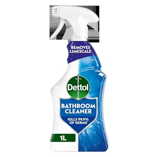 Image of Dettol Spray, Bathroom Cleaner, 1L, Limescale remover, Sparkling Clean, Tackles grease and Grime, No Need to Rinse, Kills 99.9 Percent of Bacteria and Viruses