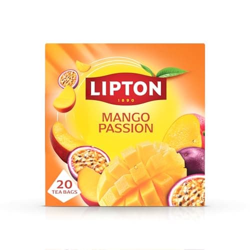 Image of Lipton Mango Passion Fruit Infusion Herbal Tea Bags - Mango & Passion Fruit, 20 Plant-Based Pyramid Bags, Caffeine-Free, Natural Flavours.