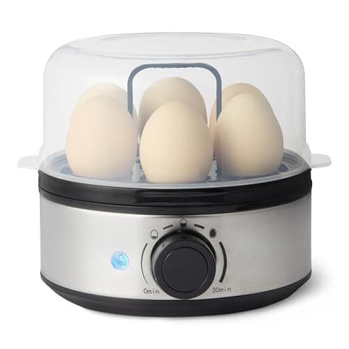 Image of Amazon Basics Electric Egg Cooker, Boiler and Poacher, 7-Egg Capacity, BPA Free, Black