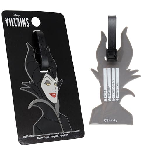 Image of Disney Luggage Tags for Suitcase, Baggage Identification for Travel Name Address (Black Maleficent)