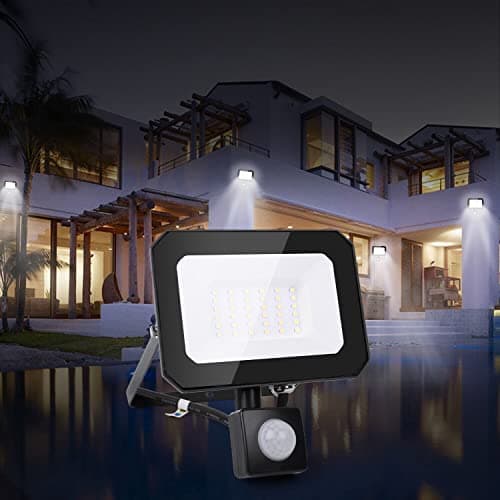 Image of Alivio LED Cool White Floodlight Outside Light 10W-100W Security Energy Saving Flood Outdoor 5000-5500K Garden Spotlights with PIR Sensor (watts, 10)
