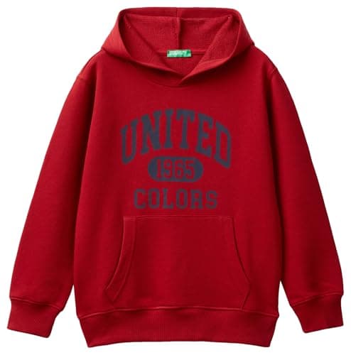 Image of United Colors of Benetton Kids & Teen's Shirt C/CAPP. m/l 3j68c203n Hooded Sweatshirt, red, 160 cm