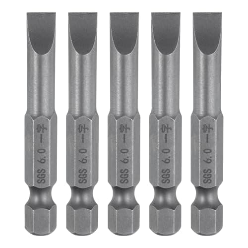 Image of Sourcing Map 5pcs SL6 Magnetic Flat Head Screwdriver Bits, 6mm x 50mm, S2 Steel, Slotted, Flat Head Screws (6mm), Bit