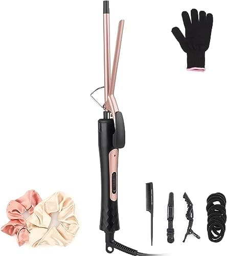 Image of Curling Wand 9MM, Thin Curling Iron, Tight Curls for All Hair Types, Tourmaline Ceramic Barrel 30-Second Heat-Up, Long&Short Hair Culer Pro Curling Tongs