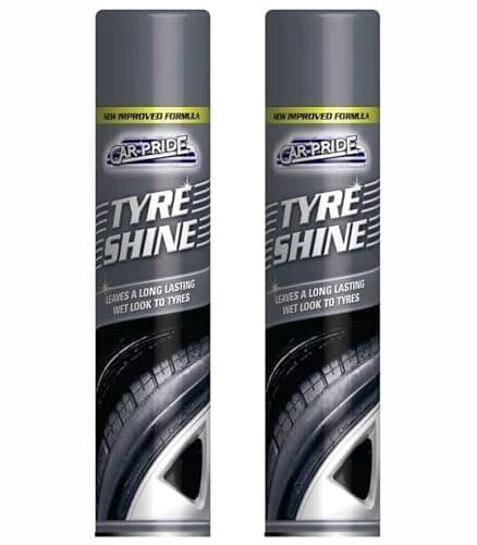 Image of HOCHSTE® Car Pride Tyre Shine 300ml – Long-Lasting Wet Look Spray for a Deep Black Finish – Quick Drying, No Polishing, Instant Shine for Car, Van, and Bike Tyres Black - 2 Pack