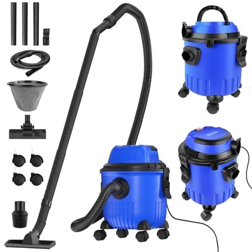 Image of 15L Wet and Dry Vacuum Cleaner with 4 Caster Wheels, Filter, Nozzle, Flexible Hose and Acessories, 2000W 19000pa Powerful Suction Industrial Vacuum Dust Extractor, Professional Electric Wet Dry Vac