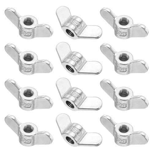 Image of PATIKIL M12 Wing Nuts, 12Pcs 304 Stainless Steel Butterfly Nut Twist Fasteners Parts Smooth Finish Wing Fastener Nuts for Repairing Manufacturing Engineering