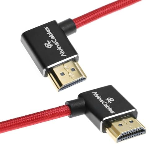 Image of Alvin's Cables 8K HDMI 2.1 Cable 8K 60Hz 4K 120Hz High-Speed for Atomos Ninja Monitor,Left to Right Angle Braided Coiled Cable for Sony FS5 FS7 FX9,for Canon C300 C500,for Nikon Z9 Camera,Red