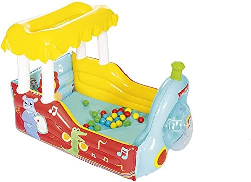 Image of Bestway Fisher Price aufblasbare Dampflok, Bällebad mit 25 Spielbällen, 132x94x89 cm