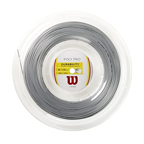 Image of Wilson Poly Pro Tennis String, Polyester, 16, Diameter: 1.3 mm, Silver, 200 m, 1 Roll