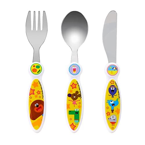 Image of Kids Cutlery Set – 3PCS Childrens Toddler Dinnerware Set Gift for Boys & Girls, Includes Knife, Fork & Spoon, Travel Cutlery Set for Kids (Hey Duggee)