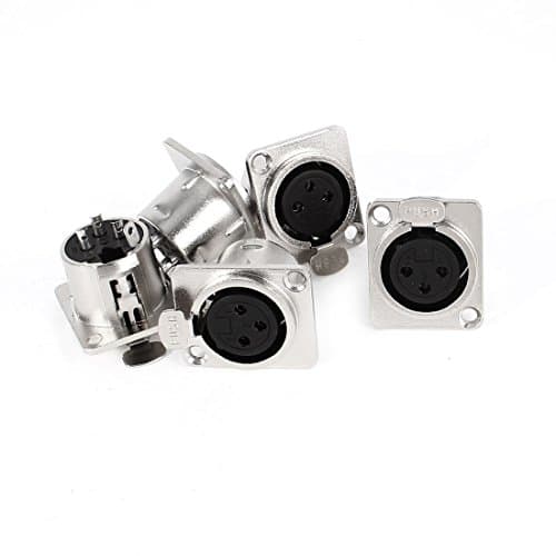 Image of sourcing map Audio XLR 3 Pin Female Chassis Panel Mount Socket Connector 5 Pcs Silver Tone