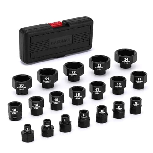 Image of CASOMAN 19-Piece 3/8-Inch Drive Metric Stubby Low Profile Impact Socket Set, 6mm-24mm, No Skips Sizes, 6 Point, Cr-Mo, Shorter Socket for Tight Areas