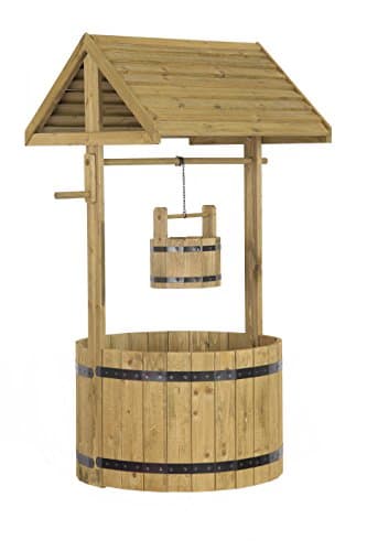 Image of Smart Garden Wooden Wishing Well Planter Solid Pine Outdoor Flower Ornament