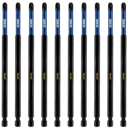 Image of 10 x Rennie Tools 150mm Long PZ3 Impact Screwdriver Driver Bits Set. Heavy Duty PoziDriv POZI No.3 Magnetic Screwdriver Bit Set. PZ3 Impact Driver Bits Pozidrive Screw Accessories.