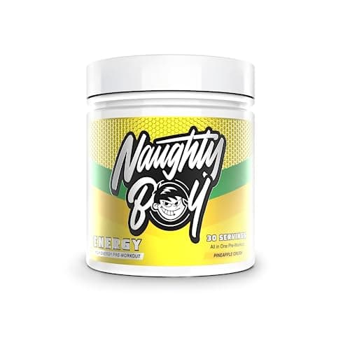 Image of Naughty Boy High Energy Pre Workout Powder with Beta Alanine, Citrulline & Caffeine Supplements for Men & Women Clinically dosed Energy Drink- 390g/30 Servings (Pineapple Crush)